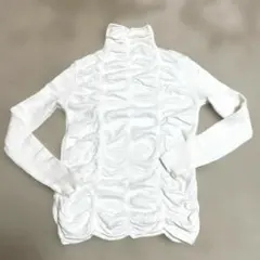 ホワイト タートルネック 長袖トップス M〜L