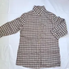 バスト１００　クロコダイル　M　綿　チェック柄 七分袖シャツ