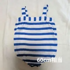 aden+anais ボーダーロンパース カバーオール 3-6M 60cmブルーのサムネイル