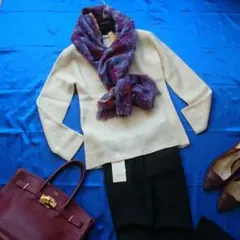 使える定番♪トゥモローランド　ギャルリーヴィー　Vネックプルオーバーニット　白系