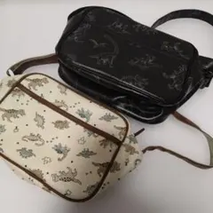 恐竜柄ショルダーバッグ（黒・白）２個セット美品