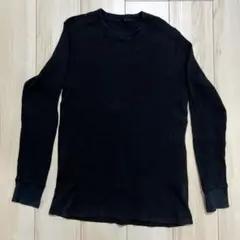 ユニクロ UNIQLO ワッフルクルーネックT 長袖　Mサイズ ブラック黒