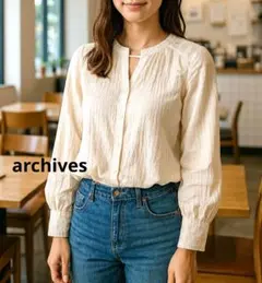archives アーカイブス アイボリー 薄手 長袖シャツ