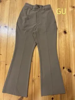 ブラウン フレアパンツ センタープレス