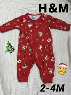 H&M ベビー ロンパース カバーオール クリスマス トナカイ柄 (2-4M)のサムネイル