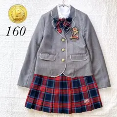 ピンクラテ 160 卒服 フォーマル ブレザー チェック 金ボタン リボン