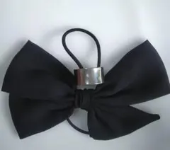 リボン シルバーヘアゴム セット