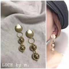 28 再販 ゴールド フープ ボール リング ハンドメイド ピアス イヤリングのサムネイル