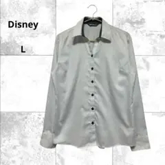 ディズニー　スキッパー長袖シャツ　スナップボタン　コットン混　ミッキーマウス　L
