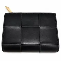 極美✨ボッテガ 二つ折り財布 ラウンドジップ レザー カセット 黒