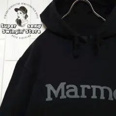 人気 マーモット スウェット パーカー L ブラック ロゴ アウトドア 古着