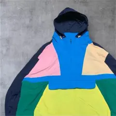 アノラックパーカーXLナイロンジャケットマルチカラードローコードビッグシルエット