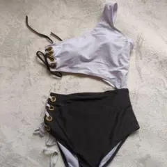ワンショルダー セパレート水着 ホワイト・ブラック