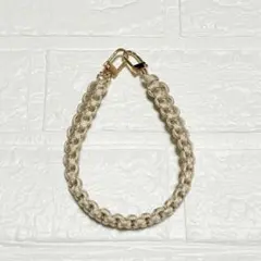 ベージュ パラコード ハンドストラップ ゴールド金具 上品 大人シンプル