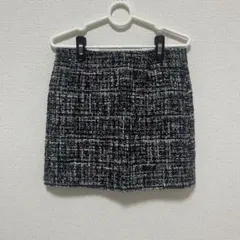 ツイード調スカート　台形スカート　ミニスカート　スパンコール　ギャル風