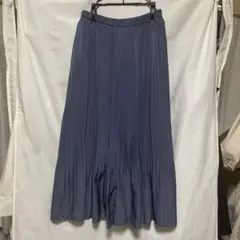 美品　ロングプリーツスカート　ネイビー