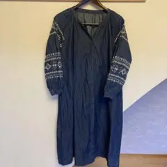 BLUE & BLUE 日本製 ロングコート 聖林公司 エンボス加工 藍染め 