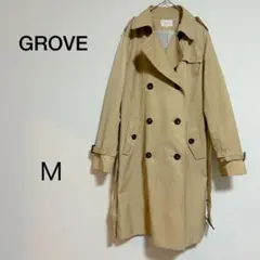 レディース GROVE ベージュ ダブルブレスト トレンチコート Mサイズ