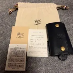 IL BISONTE ネイビー レザー キーケース