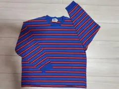 ペアマノン　キッズ　 長袖カットソー 150cm 青赤ストライプ