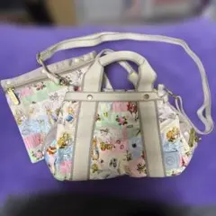 レスポ ピーターラビットデザイン ミニボストンショルダーバッグ ポーチ付