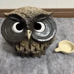 値下げ　フクロウ型陶器香炉 ブラウン