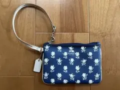 COACH コーチ リストレット ポーチ 花柄 ネイビー