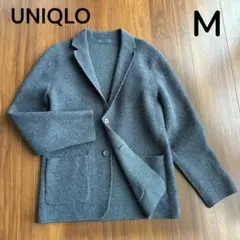 UNIQLO ユニクロ ウールブレンドニットジャケット グレー M
