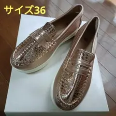 レディースシューズ/ローファー/ゴールド/サイズ36（23相当）