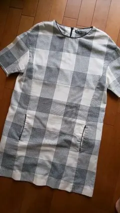 秋！お値下げしました！ZARA レディース黒白チェックチュニックワンピース S