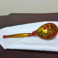 ロシア伝統工芸品 漆器 ホフロマ塗 木製スプーン