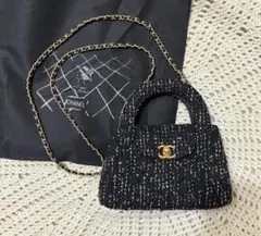 シャネル　CHANEL ノベルティ　黒 ツイード ショルダーバッグ　マトラッセ