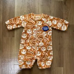 パンダ柄 ロンパース カバーオール オレンジ もこもこ ベビー服 あったか