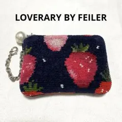 ラブラリーバイフェイラー　いちご柄　キー&カードポーチ　チェーン付き ネイビー