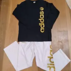 adidas ジャージ（下） 白　サイズM adidas　Tシャツ黒 サイズO
