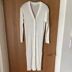 プラステ リネンブレンド サイドスリット Vネックリブロングカーディガン