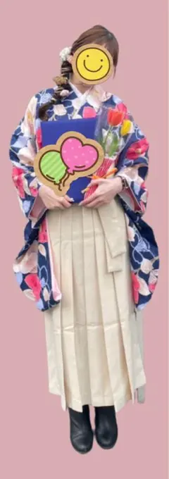 【卒業式用袴③点セット】袴 S＋パールレースライトグレー　一度使用