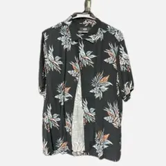 AZUL BY MOUSSY アロハシャツ ブラック ボタニカル柄 Lのサムネイル