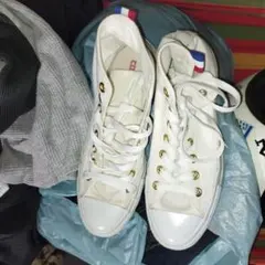 ホワイト　フランス　コンバース　4　トリコロール　７インチ