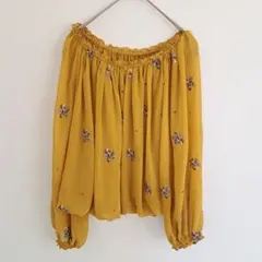 アナザーエディション　刺繍入り 長袖ブラウス　黄色のサムネイル