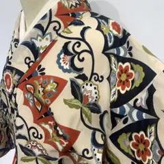 4326◇時代古裂アンティーク着物モスリン艶やかな薔薇大正ロマン
