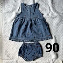 OSHKOSH デニム刺繍　セットアップ　90 女の子　ワンピース　デニム