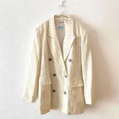 ✨未使用✨タグ付☆【エスクロー】テーラードジャケット ストライプ柄 毛混 15号