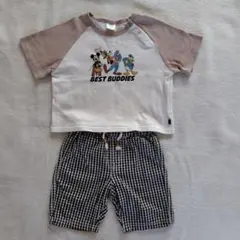 90サイズ　上下2点セット　Ｔシャツ　ハーフパンツ　ディズニー　西松屋