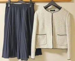 ツイードジャケットとプリーツスカートのセット