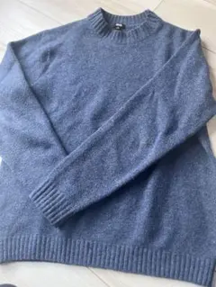 【人気】UNIQLO スフレヤーン ニット ブルー M メンズ シンプル