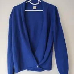 コレックス　フリーサイズ　アルパカ74％　麻26％　ブルー　カーディガン