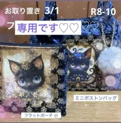 専用です♡♡ 黒猫ちゃんミニボストンバッグ＆フラットポーチ 小