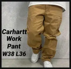 カーハート　ワークパンツ　ダック地　ブラウン　古着 W38 L36