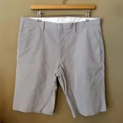 ユニクロストライプ コットン混紡 ショートパンツL